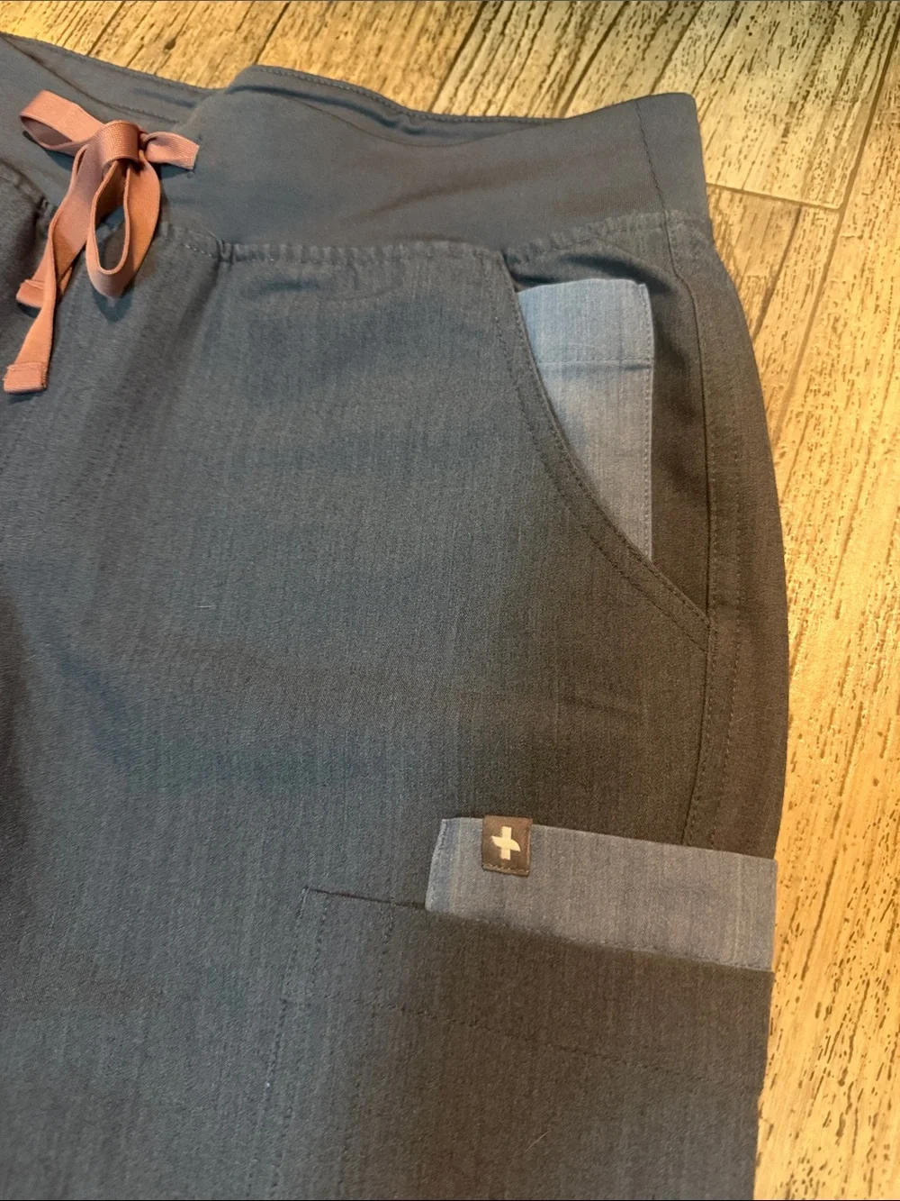 Figs Yola High Waisted Heathered Denim Pants